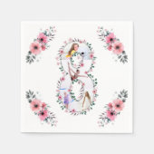 第8誕生日の少女フォトコラージピンクフラワー スタンダードカクテルナプキン (正面)