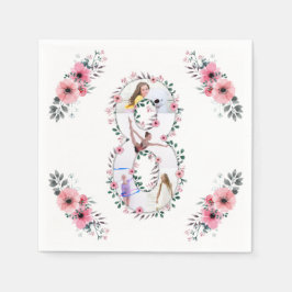 第8誕生日の少女フォトコラージピンクフラワー スタンダードカクテルナプキン