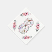 第8誕生日の少女フォトコラージピンクフラワー スタンダードカクテルナプキン (角)