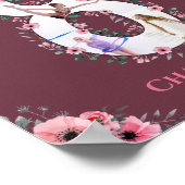 第8誕生日の少女フォトコラージピンクフラワー ポスター (角)