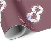 第8誕生日の少女フォトコラージピンクフラワー ラッピングペーパー (ロールコーナー)