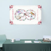 第8誕生日の少女フォトコラージピンクフラワー 横断幕 (トレードショー)