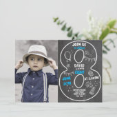 第8誕生日の少年黒板（写真番号青） 招待状 (スタンド正面)