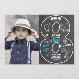 第8誕生日の少年黒板（写真番号青） 招待状