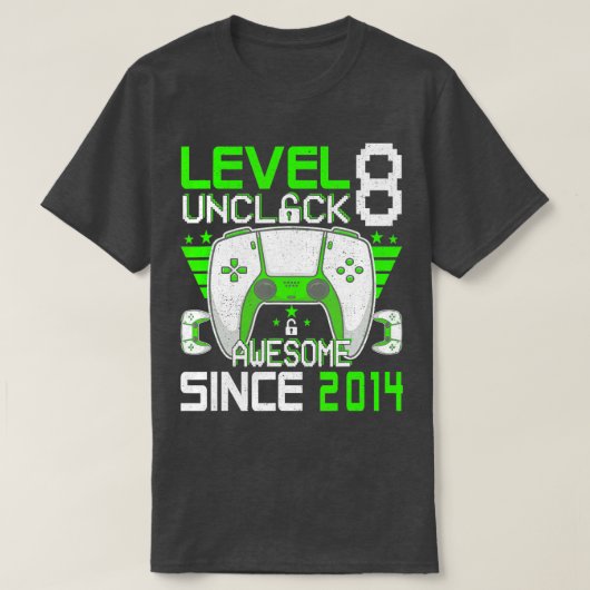 第8誕生日ギフトレベル8ロック解除素晴らし2014 Vi Tシャツ (デザイン正面)