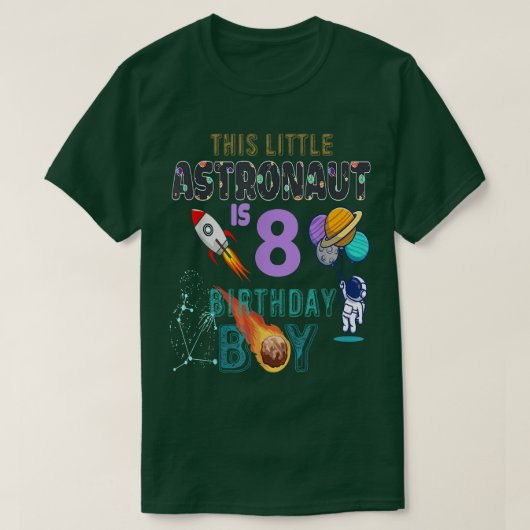 第8誕生日ギフト誕生日ボーイギフト宇宙飛行士8 Tシャツ (デザイン正面)