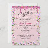 第8誕生日ピンクアイシングと振りかけ 招待状 (正面)