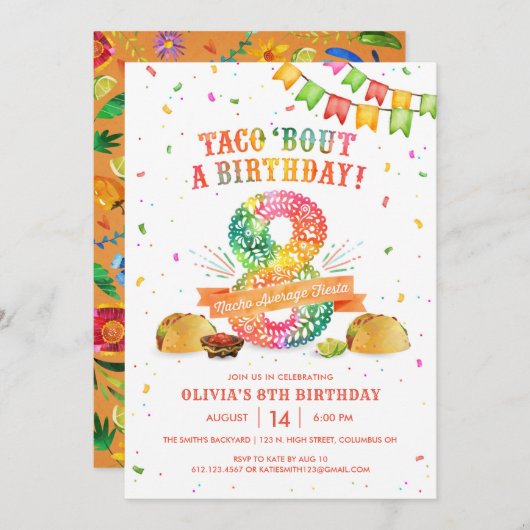 第8誕生日フィエスタ招待状 招待状 (正面/裏面)