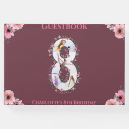 第8誕生日フォトコラージュ花少女ピンク ゲストブック