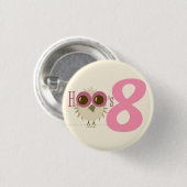 第8誕生日ボタンのフクロウ数8つの誕生日の好意 缶バッジ (正面&裏面)