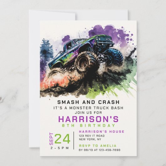 第8誕生日モンスタートラック爆破ボイ 招待状 (正面)