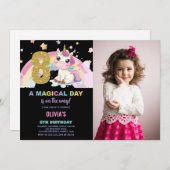 第8誕生日ユニコーン誕生日招待状写真 招待状 (正面/裏面)