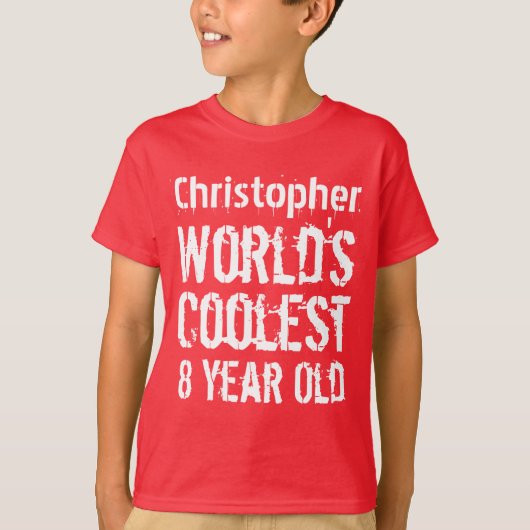 第8誕生日世クール界8歳赤2 Tシャツ (正面)