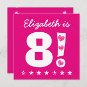 第8誕生日名前をカスタムするピンクフォーガールA09 招待状 (正面/裏面)
