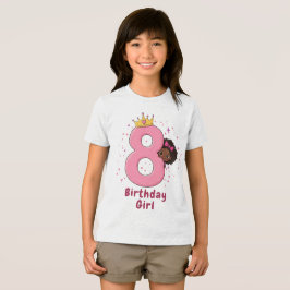 第8誕生日女子(王冠・ピンク) トライブレンドTシャツ