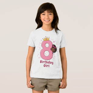 第8誕生日女子(王冠・ピンク) トライブレンドTシャツ