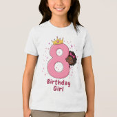 第8誕生日女子（王冠・ピンク） トライブレンドＴシャツ (正面)