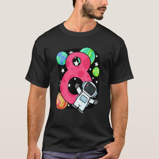 第8誕生日少年8年宇宙飛行士ロケット宇宙 Tシャツ (正面)