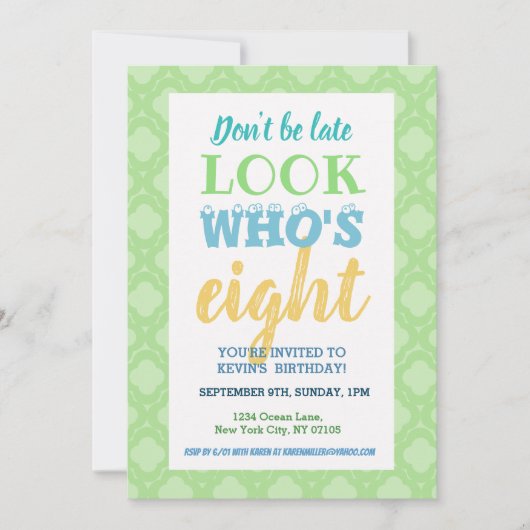 第8誕生日招待状ことわざ 招待状 (正面)