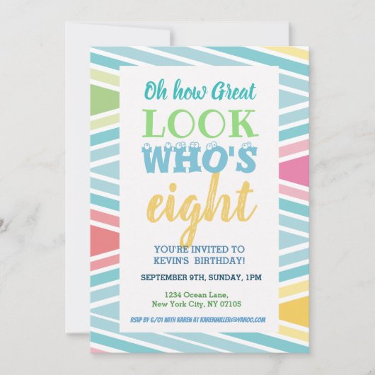 第8誕生日招待状ことわざ 招待状 (正面)