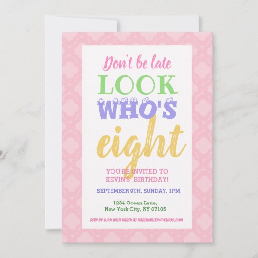 第8誕生日招待状スローガン 招待状 (正面)