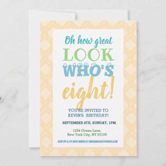 第8誕生日招待状文言 招待状 (正面)