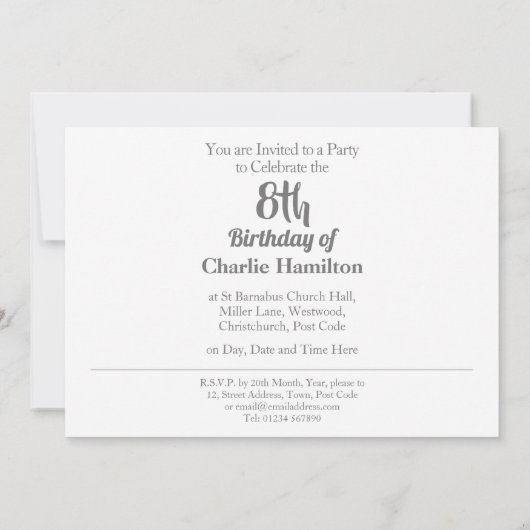 第8誕生日招待状 (裏面)