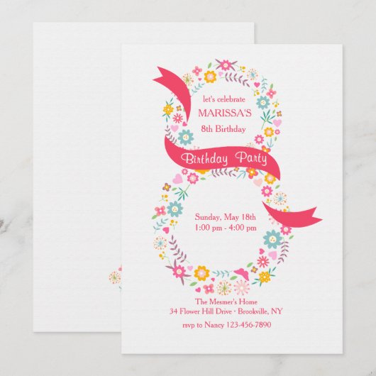 第8誕生日招待状 招待状 (正面/裏面)