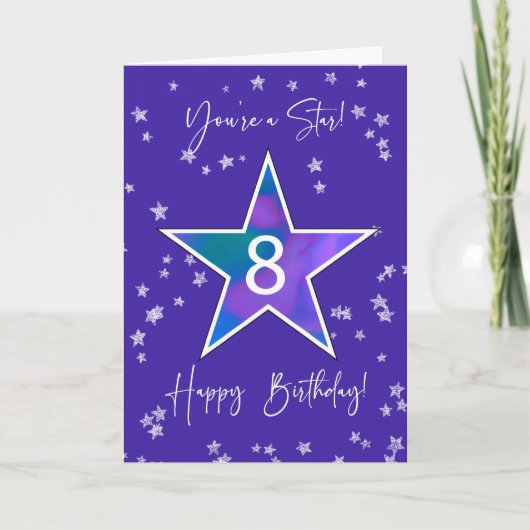 第8誕生日輝くスター(トゥイーンまたはティーン) カード (正面)