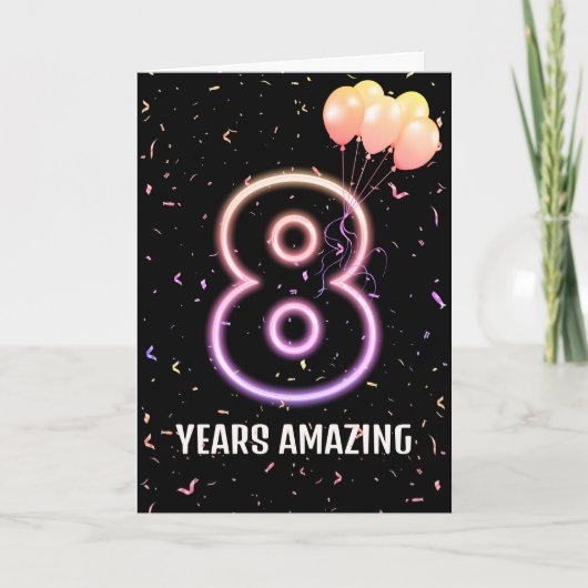 第8誕生日風船と紙吹雪 カード (正面)