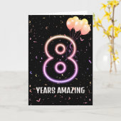 第8誕生日風船と紙吹雪 カード (黄色い花)