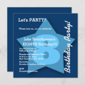 第8誕生日KIDS 8歳ビッグブルースターK08 招待状 (正面/裏面)