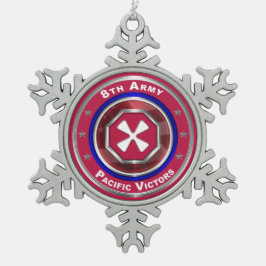 第8軍記念カスタマイズ品 スノーフレークピューターオーナメント