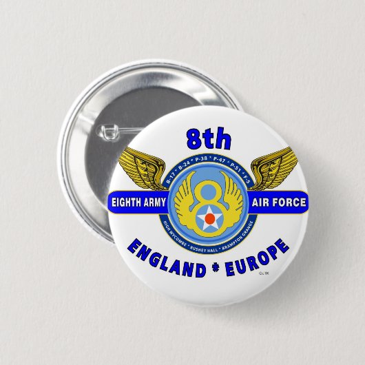 第8軍隊の空軍"軍隊飛行隊"のWW II 缶バッジ (正面&裏面)