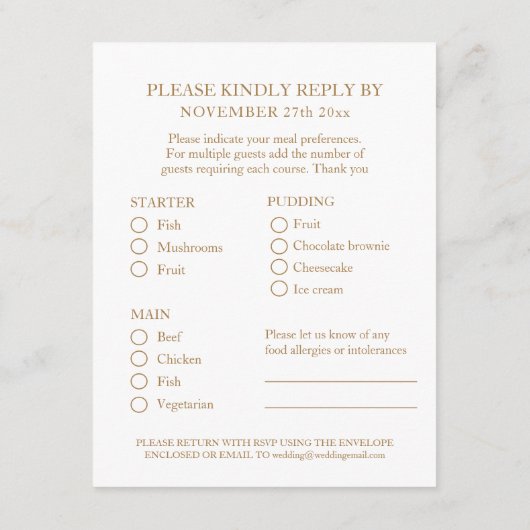 第8青銅色の結婚記念日の食事の選択 エンクロージャーカード (裏面)