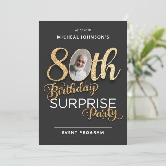 第80エレガント誕生日サプライズパーティープログラム 招待状 (スタンド正面)