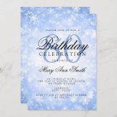 第80エレガント誕生日ブルーウィンターワンダーランド 招待状 (正面/裏面)