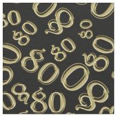 第80クールな数パターン金ゴールドおよび黒80 ファブリック (クローズアップ)