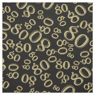 第80クールな数パターン金ゴールドおよび黒80 ファブリック