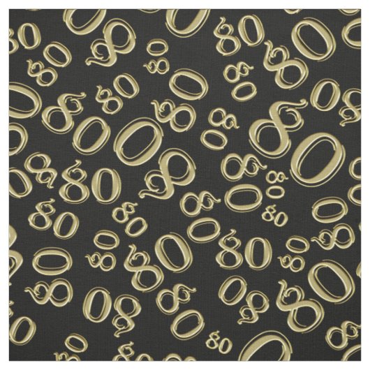 第80クールな数パターン金ゴールドおよび黒80 ファブリック (見本)