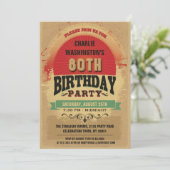 第80グランジな誕生日のヴィンテージのタイポグラフィ 招待状 (スタンド正面)