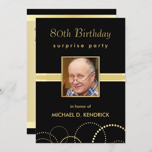 第80バースデーパーティ招待状-任意写真 招待状 (正面/裏面)