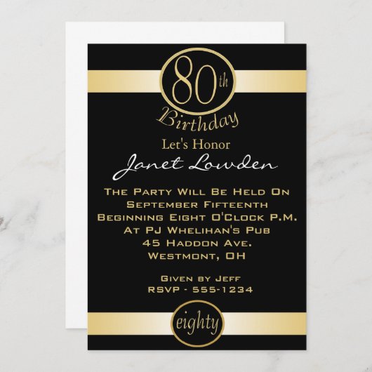 第80バースデーパーティ招待状 招待状 (正面/裏面)