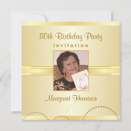 第80写真の選択のバースデーパーティ招待状 招待状 (正面)