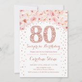 第80回サプライズ誕生日パーティー – ホワイトローズ金ゴールド 招待状 (正面)