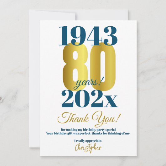 第80回バースデーパーティーありがとう サンキューカード (正面)