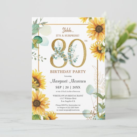第80回バースデーパーティーひまわりエレガントフローラ 招待状 (スタンド正面)