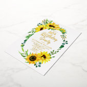 第80回バースデーパーティーひまわり |ユーカリフローラ  箔招待状 (回転した状態)