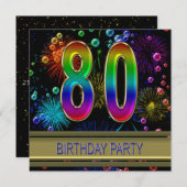 第80回バースデーパーティーへの招待(バブル) 招待状 (正面/裏面)