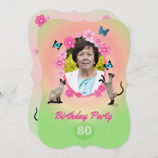 第80回バースデーパーティーへの招待 招待状 (正面/裏面)
